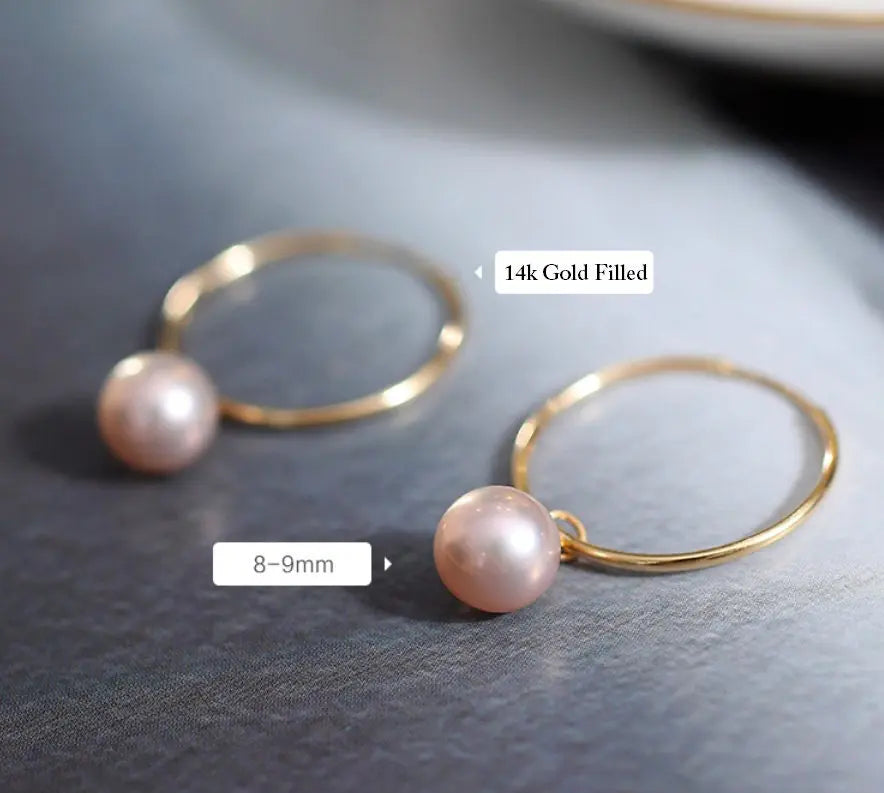 8-9mm High Luster Pearl Natural Nude Color Handmade 14k Gold Filled Earrings, Vanilla Pearl Earrings, Anniversary Gift Idea, Gift for Mon Etsy