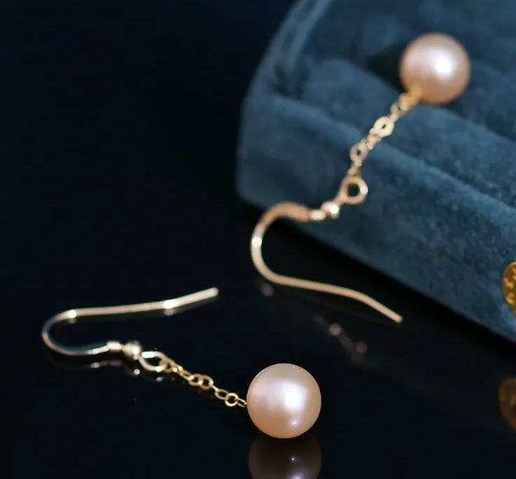 9mm High Luster Natural Nude Pearl Earrings Handmade 14k Yellow Gold Filled Vanilla Color Pearl Drop Earrings, Gift Idea, Anniversary Idea Etsy