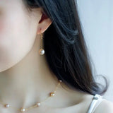 9mm High Luster Natural Nude Pearl Earrings Handmade 14k Yellow Gold Filled Vanilla Color Pearl Drop Earrings, Gift Idea, Anniversary Idea Etsy