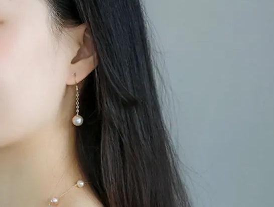 9mm High Luster Natural Nude Pearl Earrings Handmade 14k Yellow Gold Filled Vanilla Color Pearl Drop Earrings, Gift Idea, Anniversary Idea Etsy