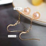 9mm High Luster Natural Nude Pearl Earrings Handmade 14k Yellow Gold Filled Vanilla Color Pearl Drop Earrings, Gift Idea, Anniversary Idea Etsy
