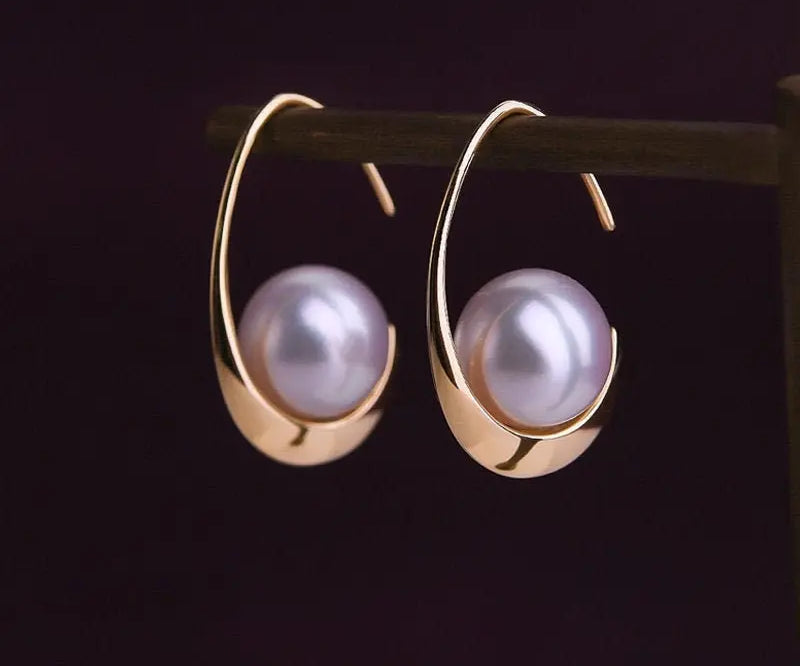 5A+ Akoya Pearl Handmade 18K Solid Yellow Gold Akoya Pearl Earrings, Seawater Pearl, Gift for Her, Anniversary Gift, Gift Idea Etsy