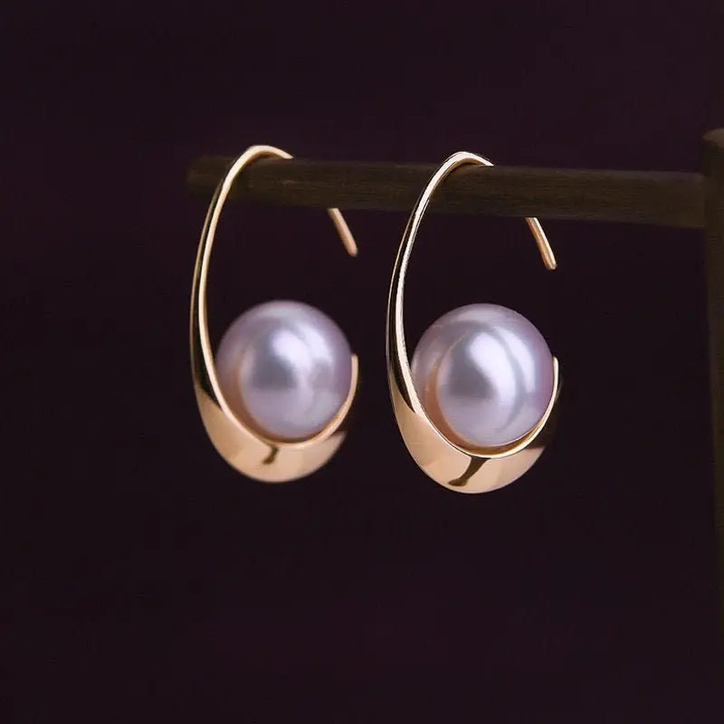 5A+ Akoya Pearl Handmade 18K Solid Yellow Gold Akoya Pearl Earrings, Seawater Pearl, Gift for Her, Anniversary Gift, Gift Idea Etsy