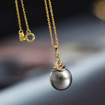 12mm Tahitian Black Pearl Necklace - 18K Yellow Gold Etsy