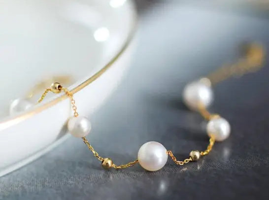 18K Yellow Gold Natural Akoya Pearl from Japan Bracelets Bracelets Etsy