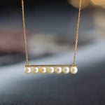 Balance Beam 18k Akoya Beaded Pearl Necklace, 18k Solid Yellow Gold Superior Akoya Champagne Pearl Necklace Etsy