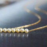 Balance Beam 18k Akoya Beaded Pearl Necklace, 18k Solid Yellow Gold Superior Akoya Champagne Pearl Necklace Etsy