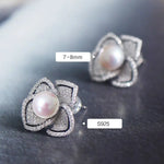 7-8mm Natural Freshwater White Pearl Earrings Handmade Silver 925 Plum Bossom Earrings, Flower Necklace, Anniversary Gift Idea, Gift for Mom Etsy