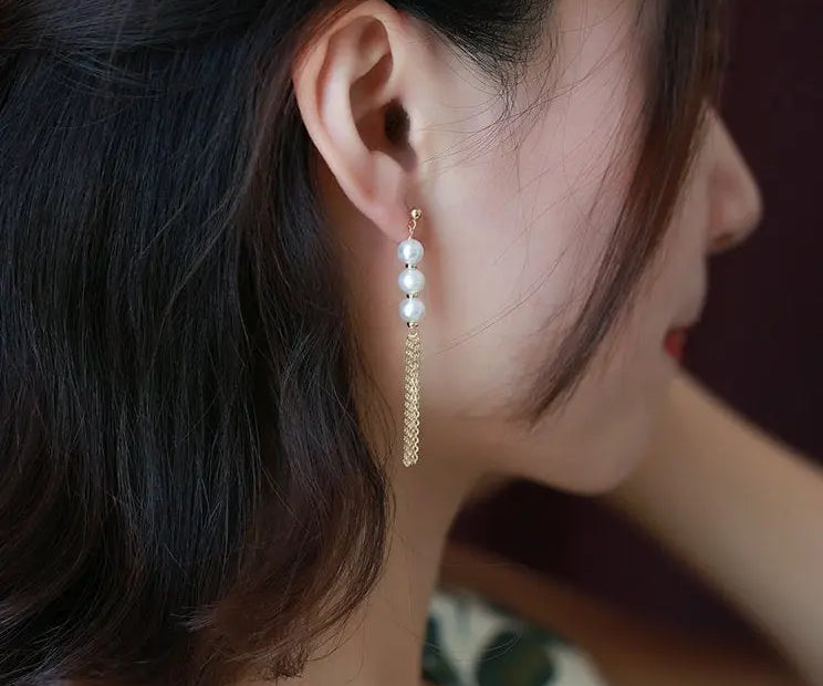 6-6.5mm High Luster Akoya Pearl Earrings - 14K Yellow Gold Filled Etsy