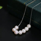 5A+ Freshwater White Pearl Smile Necklace Handmade 18k Solid Yellow Gold Beaded Pearl Necklace, Keloid Hided Necklace, Anniversary Gift Idea Etsy