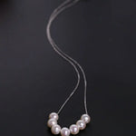 5A+ Freshwater White Pearl Smile Necklace Handmade 18k Solid Yellow Gold Beaded Pearl Necklace, Keloid Hided Necklace, Anniversary Gift Idea Etsy
