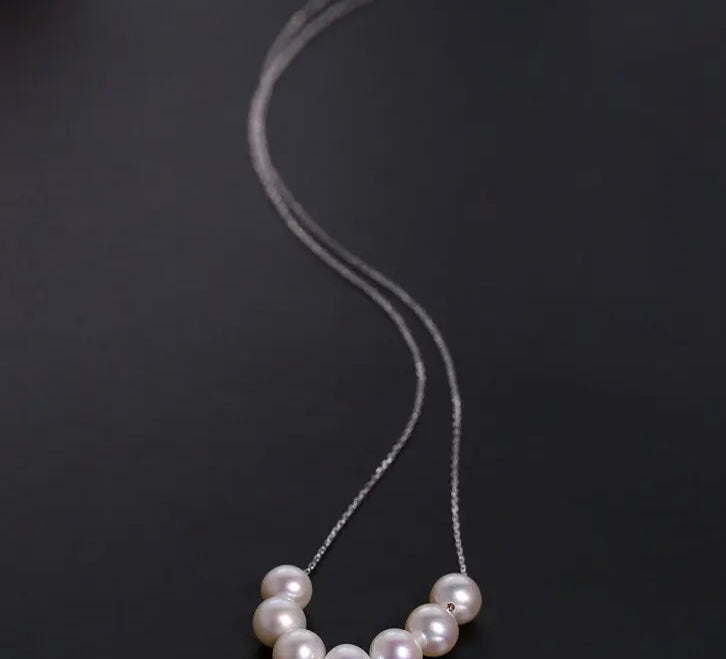 5A+ Freshwater White Pearl Smile Necklace Handmade 18k Solid Yellow Gold Beaded Pearl Necklace, Keloid Hided Necklace, Anniversary Gift Idea Etsy