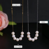 5A+ Freshwater White Pearl Smile Necklace Handmade 18k Solid Yellow Gold Beaded Pearl Necklace, Keloid Hided Necklace, Anniversary Gift Idea Etsy