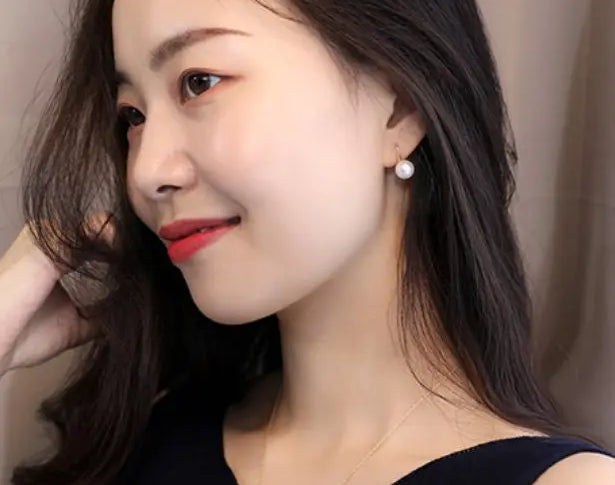5A+ High Luster White Pearl 8-9mm Earrings Handmade 18K Solid Yellow Gold Pearl Earrings, Gift for Her, Anniversary Gift Idea Etsy