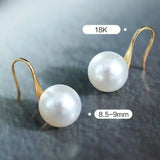 5A+ High Luster White Pearl 8-9mm Earrings Handmade 18K Solid Yellow Gold Pearl Earrings, Gift for Her, Anniversary Gift Idea Etsy