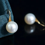 5A+ High Luster White Pearl 8-9mm Earrings Handmade 18K Solid Yellow Gold Pearl Earrings, Gift for Her, Anniversary Gift Idea Etsy