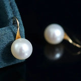 5A+ High Luster White Pearl 8-9mm Earrings Handmade 18K Solid Yellow Gold Pearl Earrings, Gift for Her, Anniversary Gift Idea Etsy