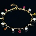 AAA+ High Luster White Pearl & Tourmaline - 14K Yellow Gold Filled Etsy