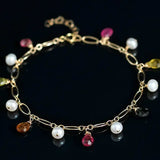 AAA+ High Luster White Pearl & Tourmaline - 14K Yellow Gold Filled Etsy