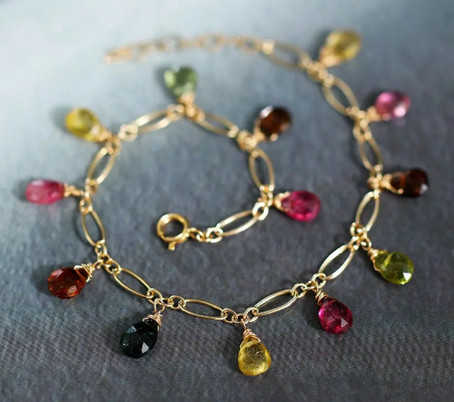 AAA+ High Luster White Pearl & Tourmaline - 14K Yellow Gold Filled Etsy
