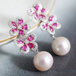 12-13mm Natural High Luster White Pearl Drop Earrings Handmade S925 Pearl Flower Earrings, Anniversary Gift Idea, Gift for Mom Etsy