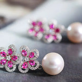 12-13mm Natural High Luster White Pearl Drop Earrings Handmade S925 Pearl Flower Earrings, Anniversary Gift Idea, Gift for Mom Etsy