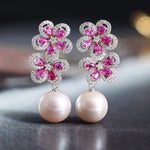 12-13mm Natural High Luster White Pearl Drop Earrings Handmade S925 Pearl Flower Earrings, Anniversary Gift Idea, Gift for Mom Etsy