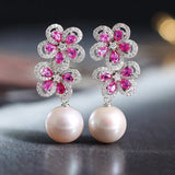 12-13mm Natural High Luster White Pearl Drop Earrings Handmade S925 Pearl Flower Earrings, Anniversary Gift Idea, Gift for Mom Etsy