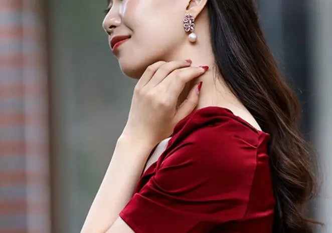 12-13mm Natural High Luster White Pearl Drop Earrings Handmade S925 Pearl Flower Earrings, Anniversary Gift Idea, Gift for Mom Etsy