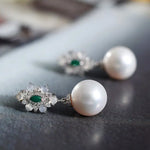14mm Natural High Luster White Pearl & Chalcedony Cabochon Earrings Handmade 925 Silver White Pearl Earrings, Anniversary Gift Idea Etsy
