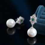 14mm Natural High Luster White Pearl & Chalcedony Cabochon Earrings Handmade 925 Silver White Pearl Earrings, Anniversary Gift Idea Etsy