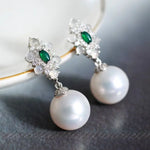 14mm Natural High Luster White Pearl & Chalcedony Cabochon Earrings Handmade 925 Silver White Pearl Earrings, Anniversary Gift Idea Etsy