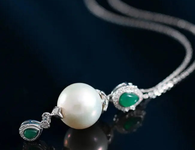 14mm Freshwater Pearl Chalcedony Teardrop Necklace & Earring - Silver 925 Etsy
