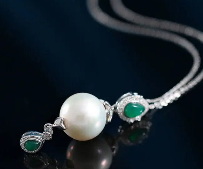 14mm Freshwater Pearl Chalcedony Teardrop Necklace & Earring - Silver 925 Etsy