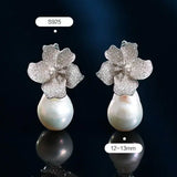 13mm Natural High Luster Baroque White Pearl Silver 925 White Pearl Earrings, Flower Earrings, Anniversary Gift Idea, Gift for Mom Etsy