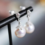12mm Natural High Luster White Pink Pearl 925 Silver White Pearl Earrings, Flower Earrings, Cluster Earrings, Anniversary Gift Idea for Mom Etsy