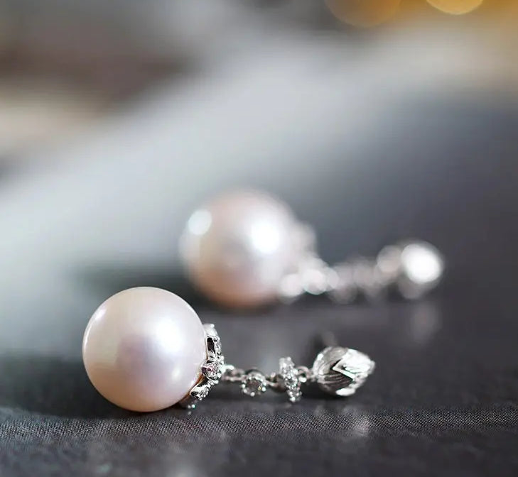 12mm Natural High Luster White Pink Pearl 925 Silver White Pearl Earrings, Flower Earrings, Cluster Earrings, Anniversary Gift Idea for Mom Etsy
