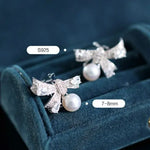 7-8mm Natural High Luster White Pink Pearl 925 Silver White Pearl Earrings, Butterfly Earrings, Cluster Earrings, Anniversary Gift Idea Etsy