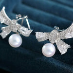 7-8mm Natural High Luster White Pink Pearl 925 Silver White Pearl Earrings, Butterfly Earrings, Cluster Earrings, Anniversary Gift Idea Etsy
