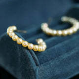 18k Solid Yellow Gold Golden Akoya Pearl Earrings, Golden Beaded Pearl Hoop Earrings Etsy