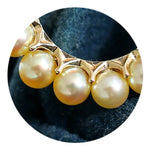 5A+ Natural Akoya Golden Pearl Earrings 18k Solid Yellow Gold Golden Beaded Pearl Hoop Handmade Earrings, Gift Idea, Anniversary Idea - LaCorserArtJewelry