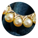 5A+ Natural Akoya Golden Pearl Earrings 18k Solid Yellow Gold Golden Beaded Pearl Hoop Handmade Earrings, Gift Idea, Anniversary Idea - LaCorserArtJewelry
