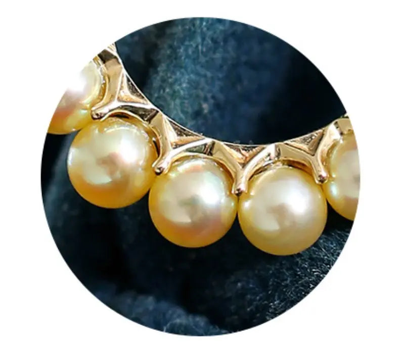 5A+ Natural Akoya Golden Pearl Earrings 18k Solid Yellow Gold Golden Beaded Pearl Hoop Handmade Earrings, Gift Idea, Anniversary Idea - LaCorserArtJewelry