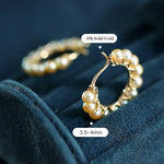 5A+ Natural Akoya Golden Pearl Earrings 18k Solid Yellow Gold Golden Beaded Pearl Hoop Handmade Earrings, Gift Idea, Anniversary Idea - LaCorserArtJewelry