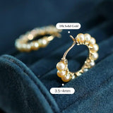 5A+ Natural Akoya Golden Pearl Earrings 18k Solid Yellow Gold Golden Beaded Pearl Hoop Handmade Earrings, Gift Idea, Anniversary Idea - LaCorserArtJewelry