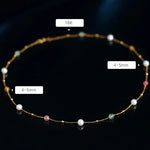 5A+ High Luster White Pearl & Tourmaline Handmade 18k Yellow Gold Beaded Pearl Necklace, Freshwater Pearl Choker, Baby Pearl, Beaded Choker - LaCorserArtJewelry
