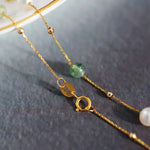 5A+ High Luster White Pearl & Tourmaline Handmade 18k Yellow Gold Beaded Pearl Necklace, Freshwater Pearl Choker, Baby Pearl, Beaded Choker - LaCorserArtJewelry