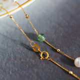 5A+ High Luster White Pearl & Tourmaline Handmade 18k Yellow Gold Beaded Pearl Necklace, Freshwater Pearl Choker, Baby Pearl, Beaded Choker - LaCorserArtJewelry