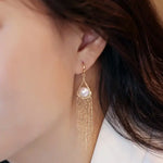 8mm Natural High Luster White Pearl Earrings Handmade 18k Solid Yellow Gold White Pearl Tassel Earrings, Gift Idea, Anniversary Idea Etsy