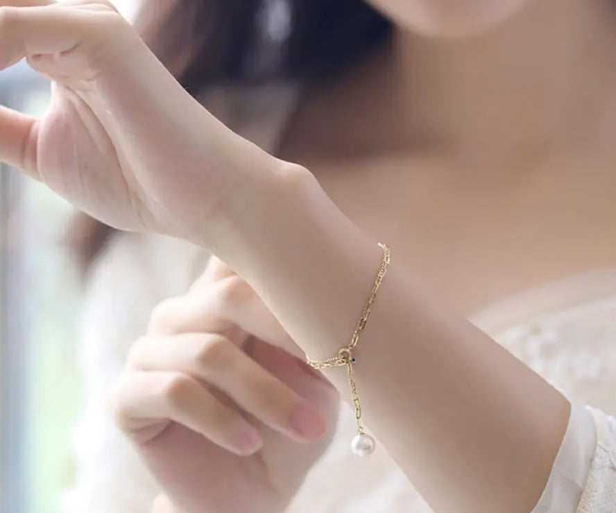 9mm Akoya Pearl Bracelet - 18K Cuba Chain Design Etsy